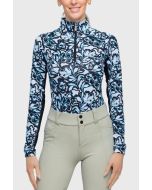 Kastel Women's Blue Magnolia Floral Long Sleeve Sun Shirt