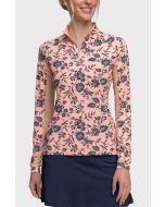 Kastel Women's Jacobean Peach Floral Long Sleeve Sun Shirt