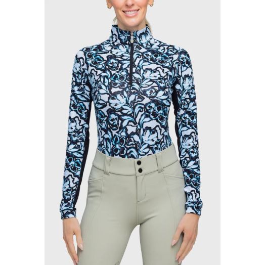 Kastel Women's Blue Magnolia Floral Long Sleeve Sun Shirt