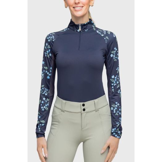 Kastel Women's Navy Rosebud Raglan Long Sleeve Sun Shirt