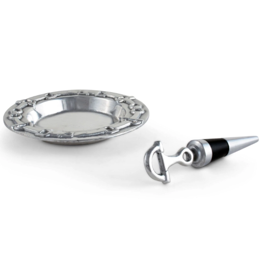 Arthur Court Equestrian Wine Coaster & Stopper Set
